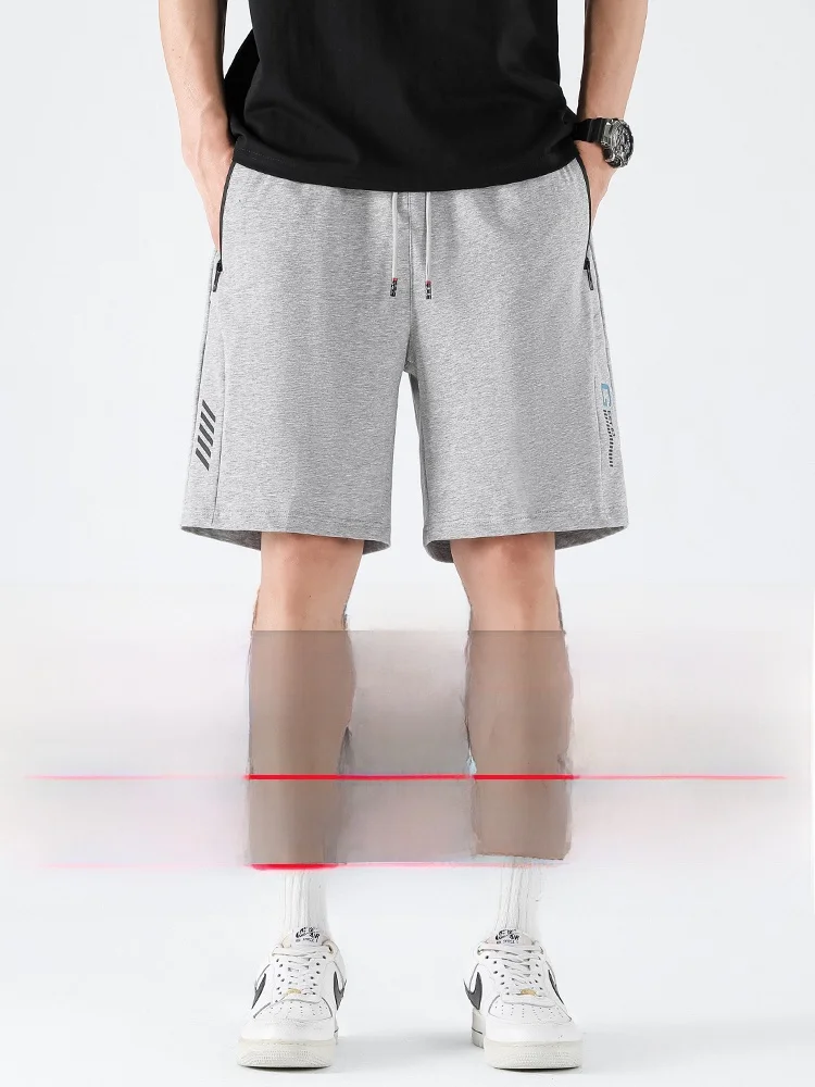 

Summer Thin Cotton Sport orts Men's Casual Loose Fitn Baskeall Running Five-Quarter Length Knitted Mid-Waist Pants