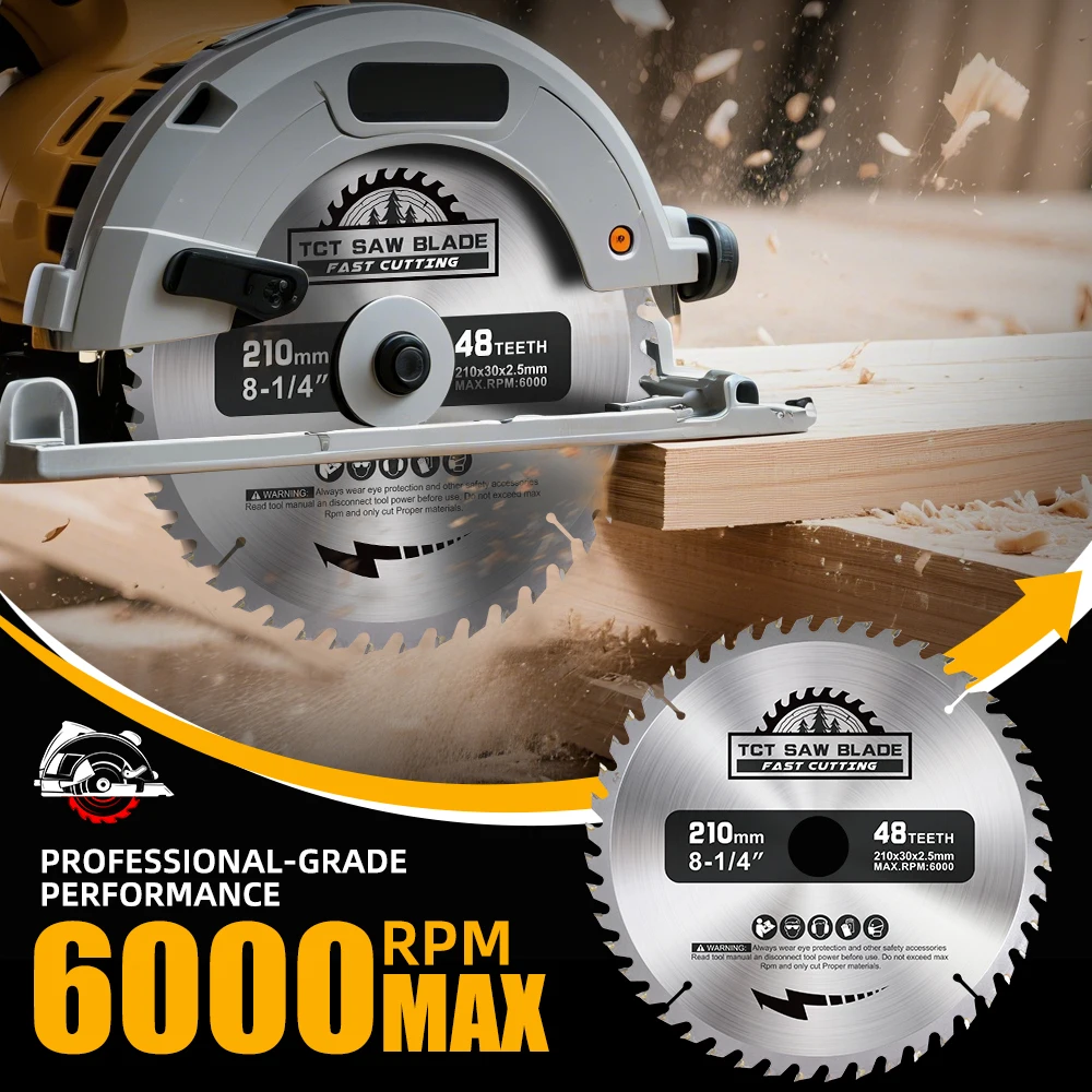 XCAN 1/3pcs 210mm Circular Saw Blade 24T/48T/60T/80T Wood Cutting Disc Carbide Tipped TCT Saw Blade Woodworking Tools view 5
