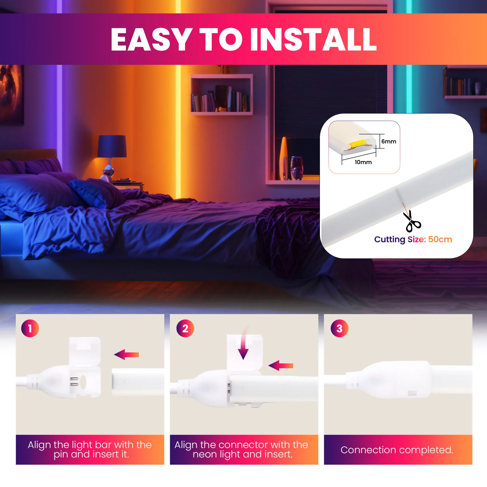 Multicolors 220V COB LED Neon Strip Light 288LEDs/M With/No Switch Plug Waterproof Dimmable Linear Lighting for Kitchen Garden