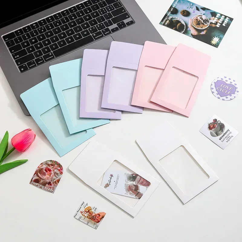 5/10pcs Transparent Window Envelopes Kawaii Card Holder DIY Photo Frame Storage Holder Gift Packaging Bag Cute Pocket Envelopes