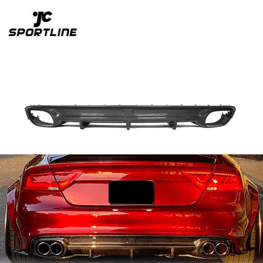 

Real Carbon Rear Bumper Lip Diffuser For Audi A7 Sline S7 Pre-facelift 2012 - 2015