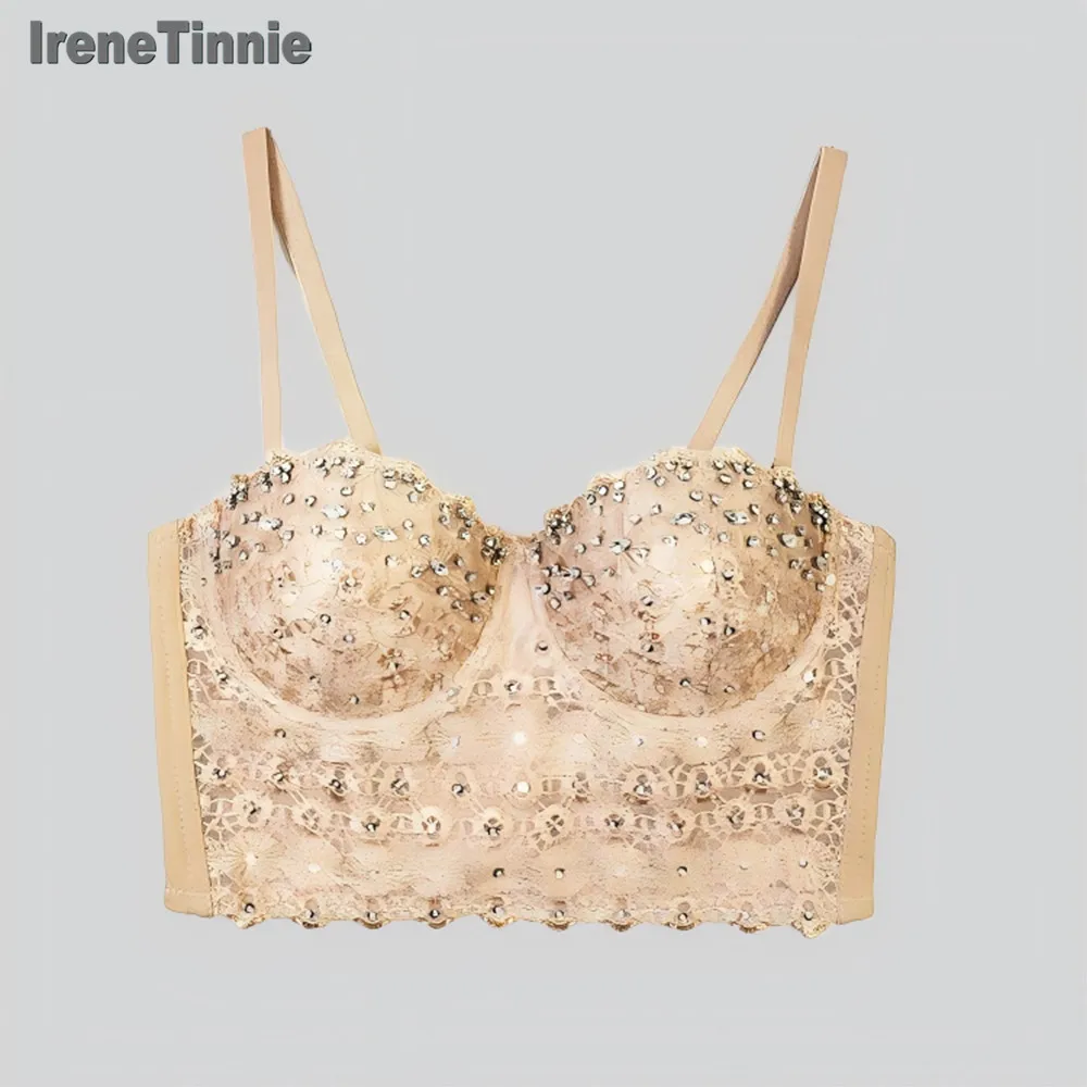 

IRENE TINNIE сексуальный корсет с рыбьей чешуей и бисером, камзолы, кружевные бюстье, бюстгальтер для вечеринки, клуба, уличная одежда, нижнее белье, сценические костюмы 2025