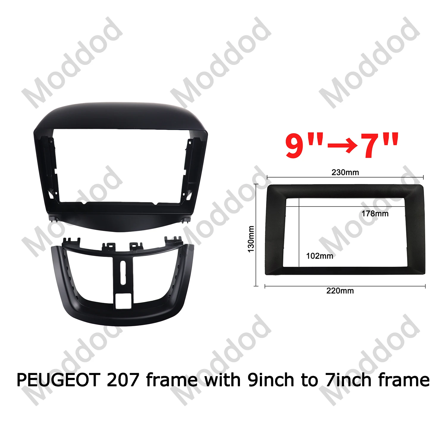 Stereo Panel for PEUGEOT 207 2006-2010 9 INCH Car Radio Fascia Frame Android Audio GPS Navigation Faceplates Bezel Dash Kit