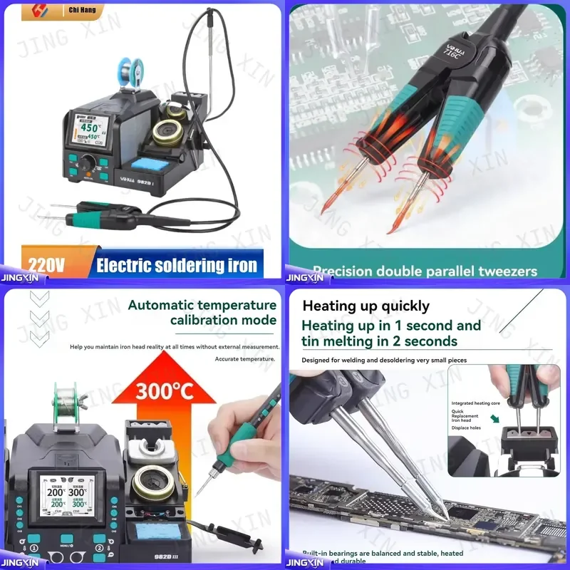custom for High Precision Tweezer Electric Soldering Iron Double Head Fine Tip Welding Tool PCB Repair Kit Electronics DIY