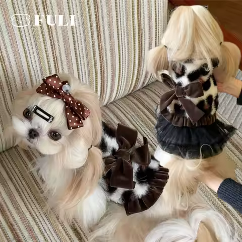 FULIPET "Vintage Leopard Imitation Fur". Warm Series. Shih Tzu Maltese Bichon Schnauzer