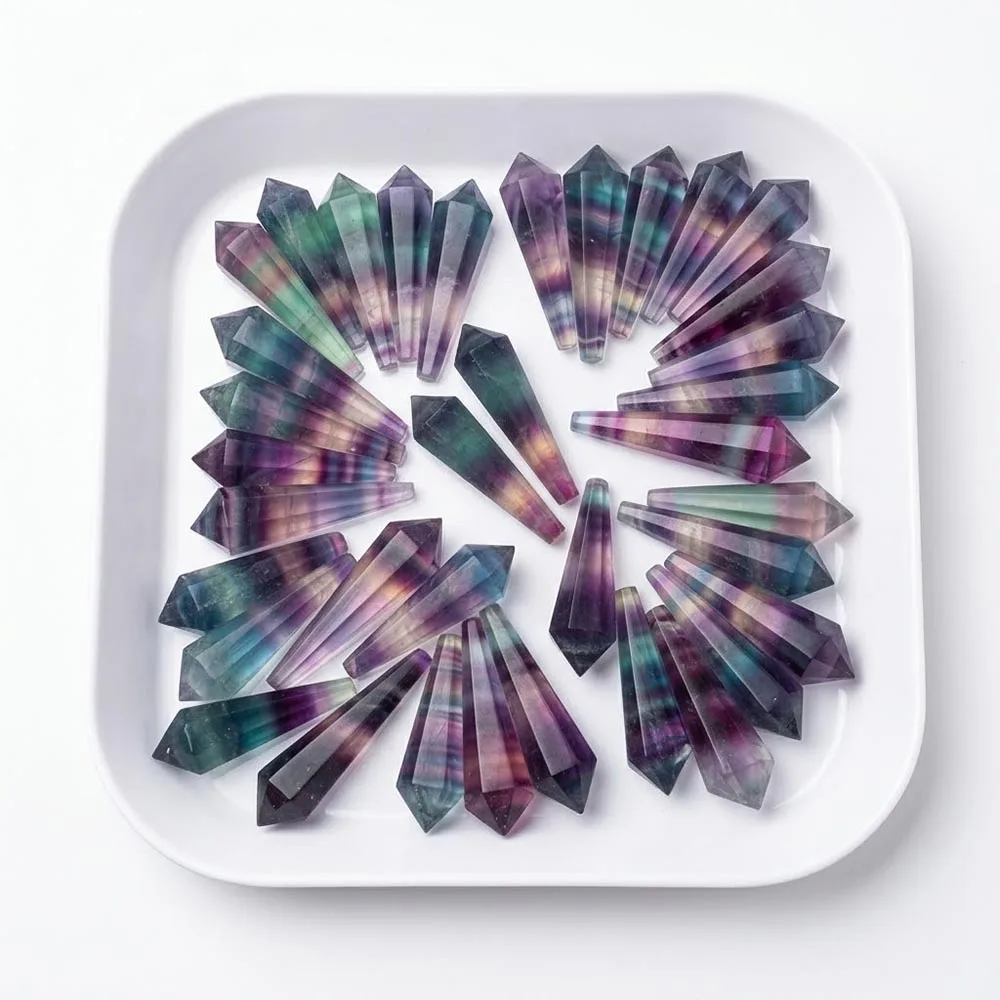 Custom Natural Fluorite Pendulum Dowsing Point Pendant Healing Crystal Stone Necklace Wiccan Divination Tool Reiki Energy Gi