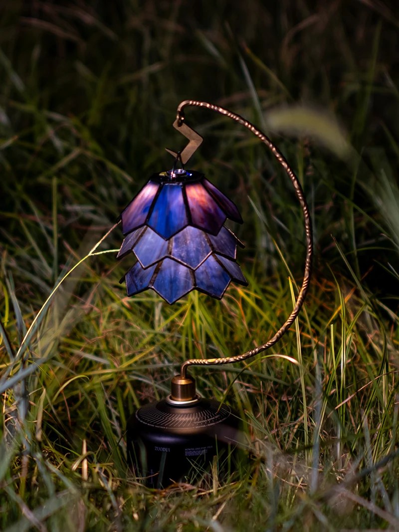 Glass shell camping lampshade, pine cone shaped retro purple, used for Goalzero lamps, Goalzero  Lamp housing