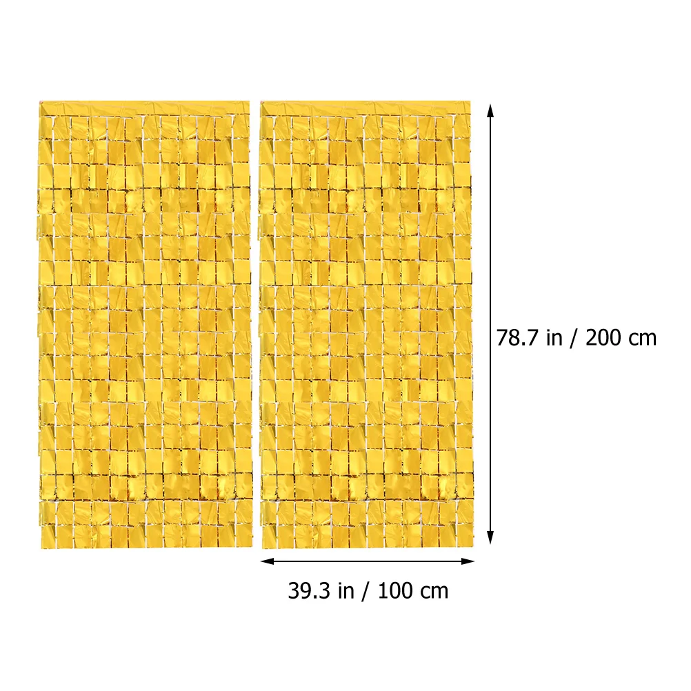 

2pcs Square Foil Fringe Wedding Decor Sequins Party Curtains Backdrop Door Decorate Premium Material Durable