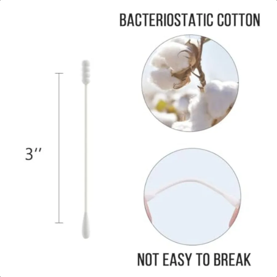 400count Органические ватные тампоны для младенцев и детей с круглой головкой Qtip для детских ушей, носа, 100 хлопковых бумажных палочек с двойным наконечником