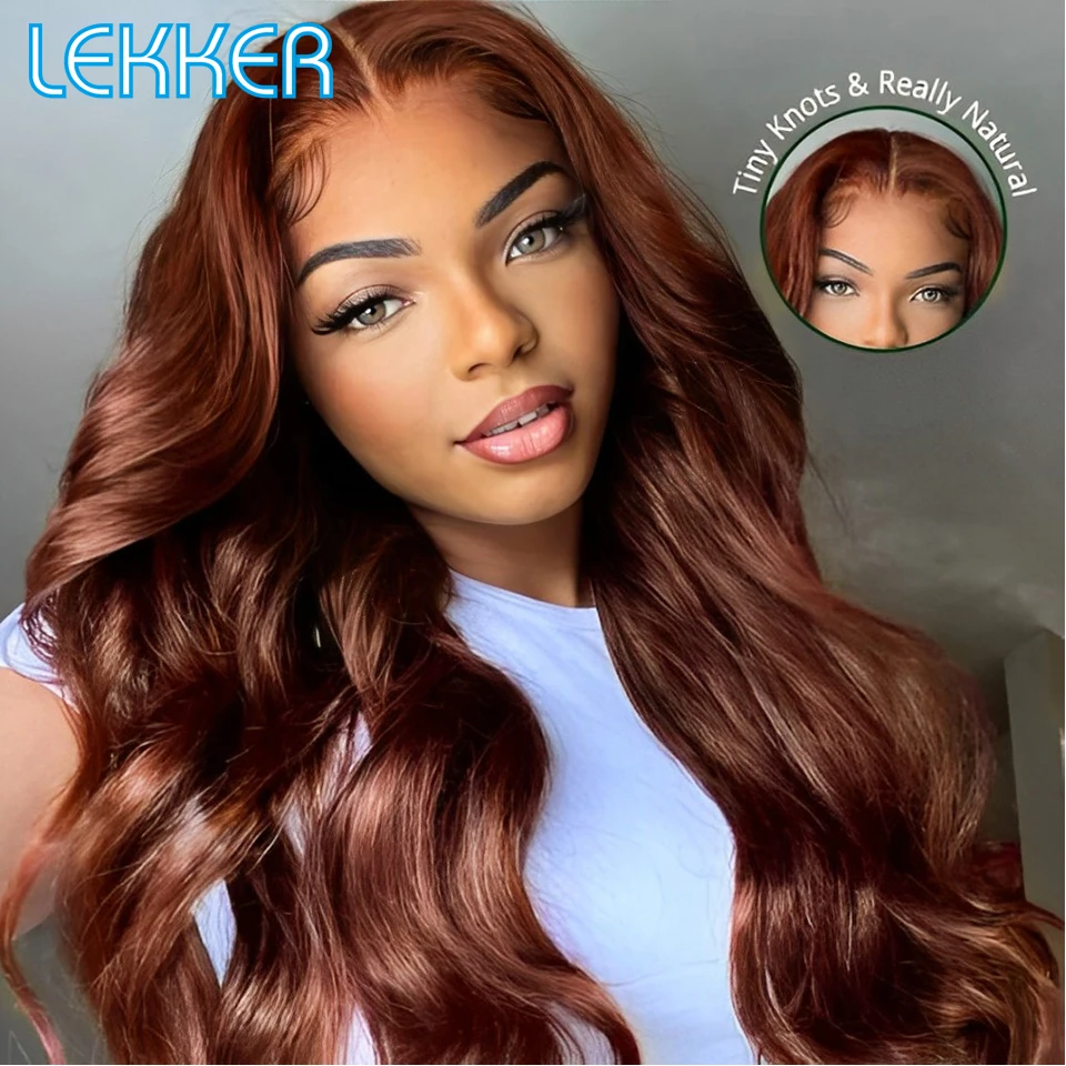 Lekker Chocolate Brown Body Wave Lace Frontal Human Hair Wigs For Women Brazilian Remy Hair Closure Lace Colored 30