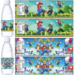 Cartoon Game Super Bros Water Bottle Label Birthday Decoration Marios Sticker Decals DIY Bottle Water Cups Toys for kids Gifts