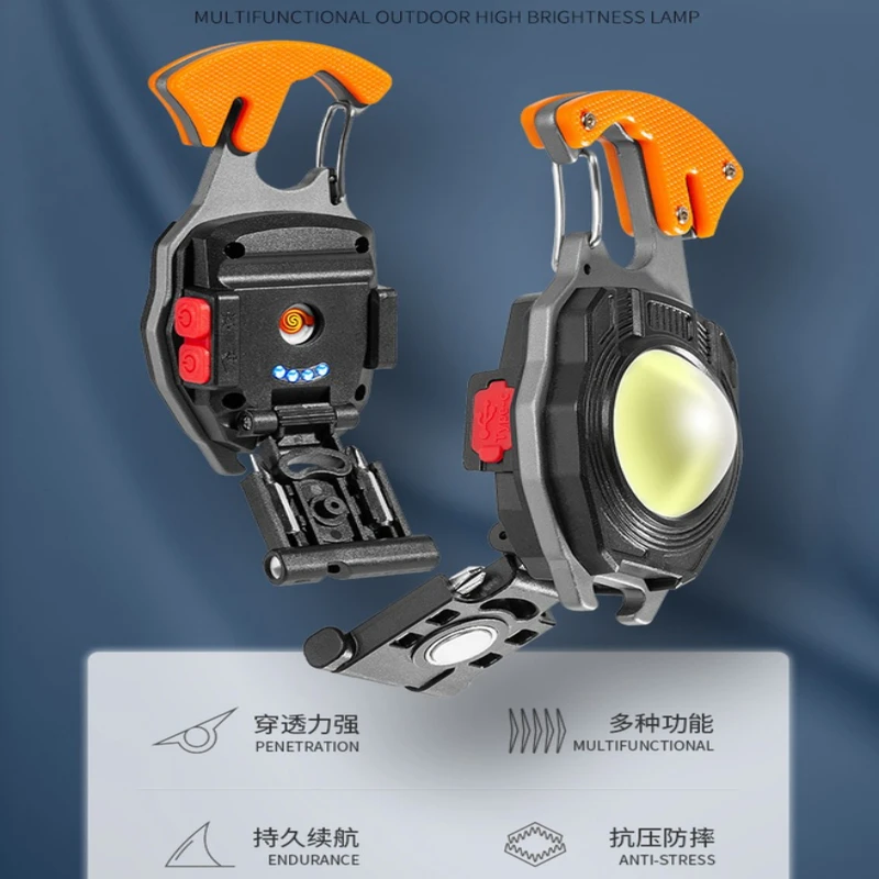 

Новый брелок-лампа, инструмент для наружного освещения, многофункциональный зажигалка с ножом для резки и отверткой