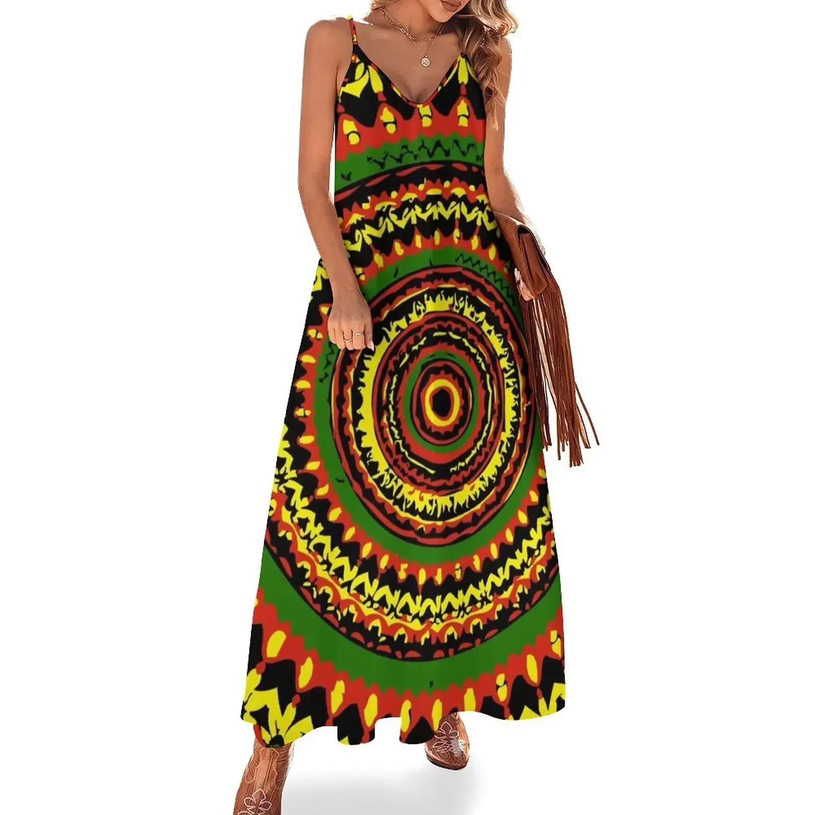 

Rasta Tie Dye Time Warp Sleeveless Dress summer dress women 2025 Prom gown summer dress korean women