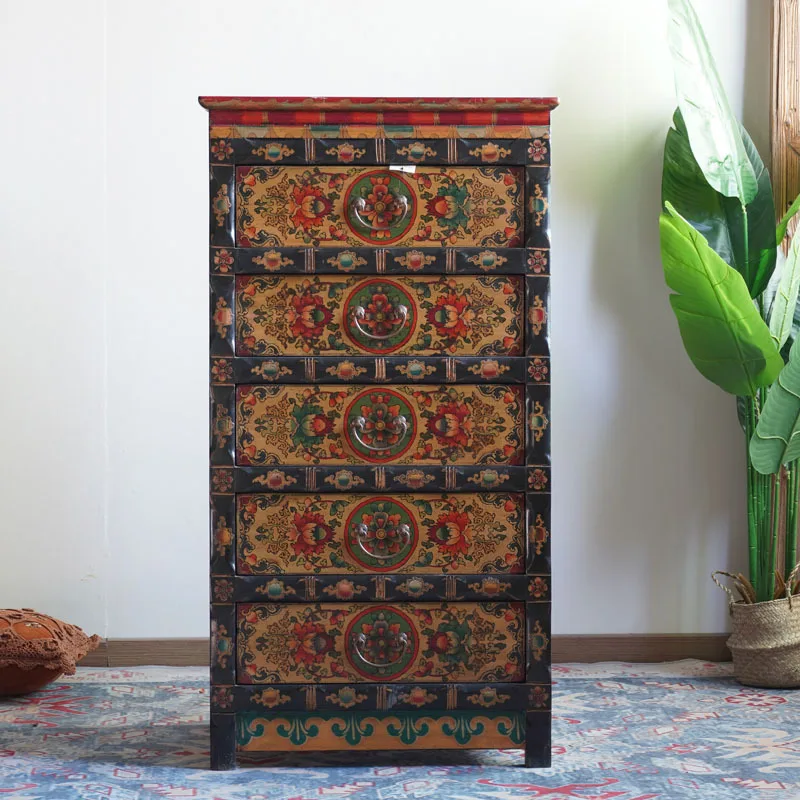 Chinese antique corner cabinet, retro vertical cabinet, bedroom side cabinet, Qingzang