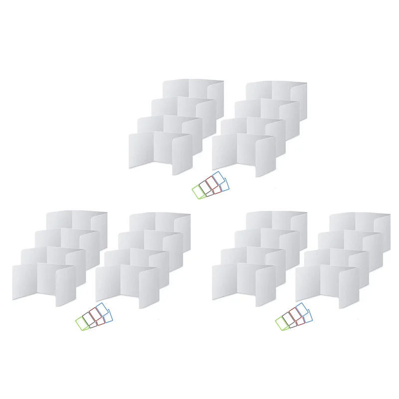

0Z-24Pack Desk Dividers For Students, Waterproof Plastic Study Carrel Divider, Easy To Clean Privacy Classroom Shield White