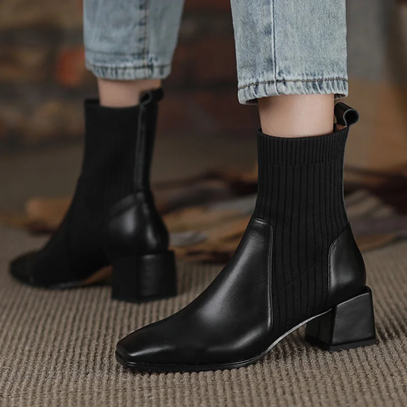 Winter Women\'s Boot Wedge Heel Fashion and Aesthetic Pointed Knitted Soft and Comfortable Breathable Rubber Sole Shoes2023 New