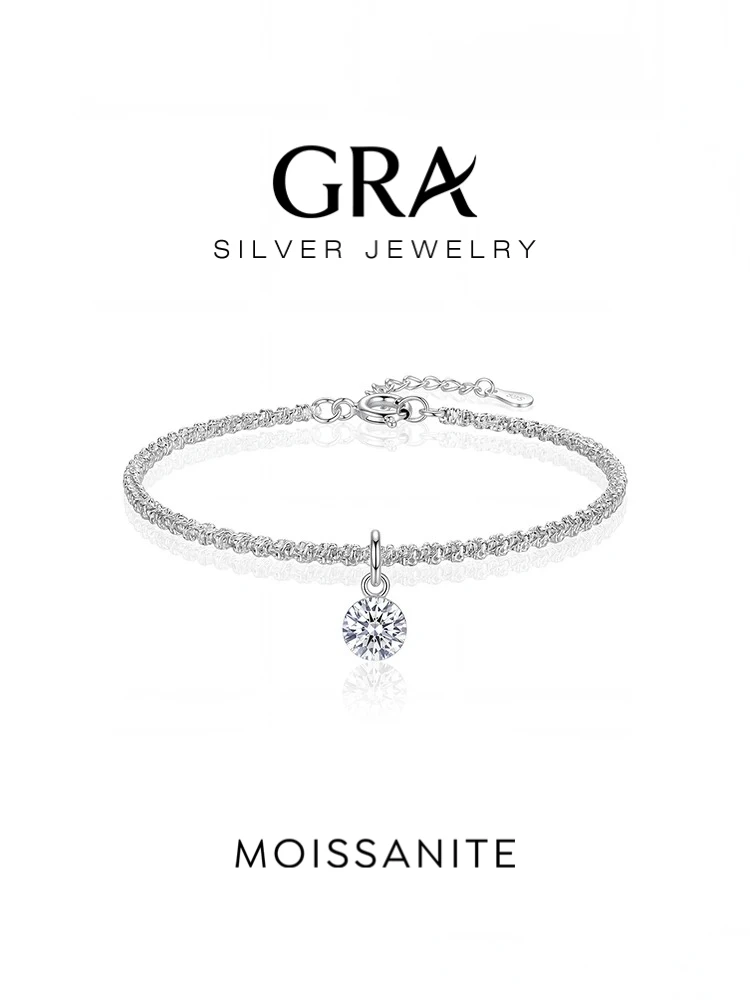 GRA  0.5 Carat Brilliant Round Moissanite Diamond Bracelet For Women 925 Sterling Silver Engagement Wedding Luxury Jewelry