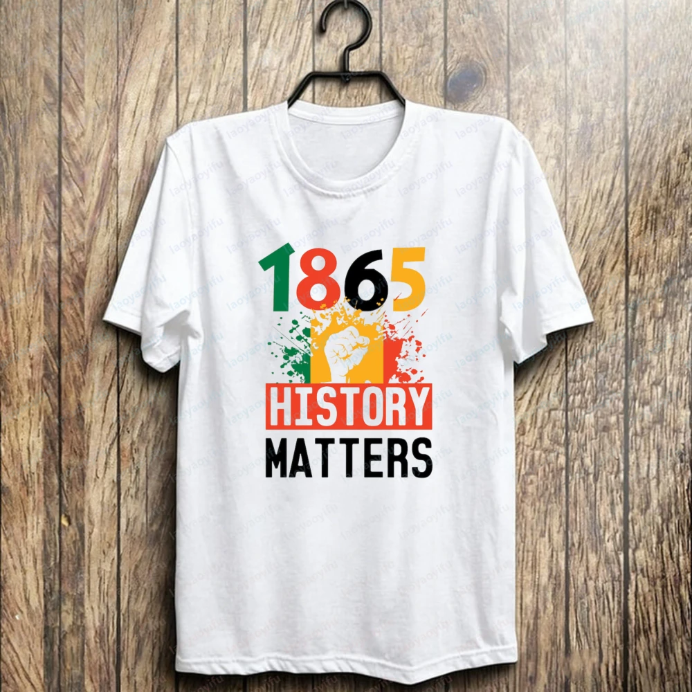Timeless Classic Juneteenth Cotton Tee Iconic 1865 Juneteenth Casual Wear Summer Classic Black History Apparel Men's Clothing