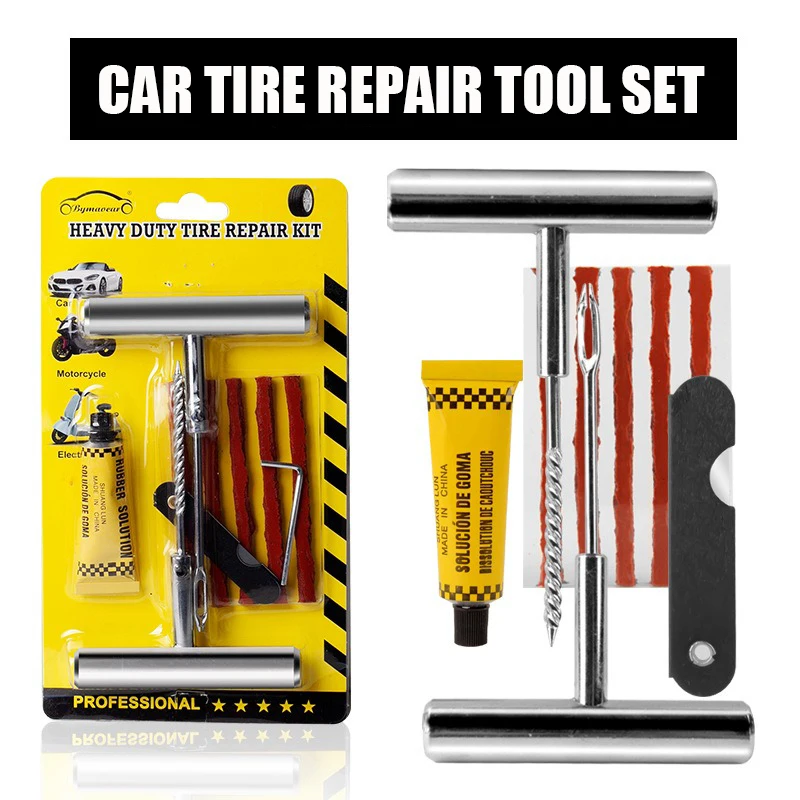 Car Tire Repair Kit Tubeless Tyre Puncture Patch Car Bike Motorcycle Tire Repair Tools Combination Kit Automotive Repair Parts