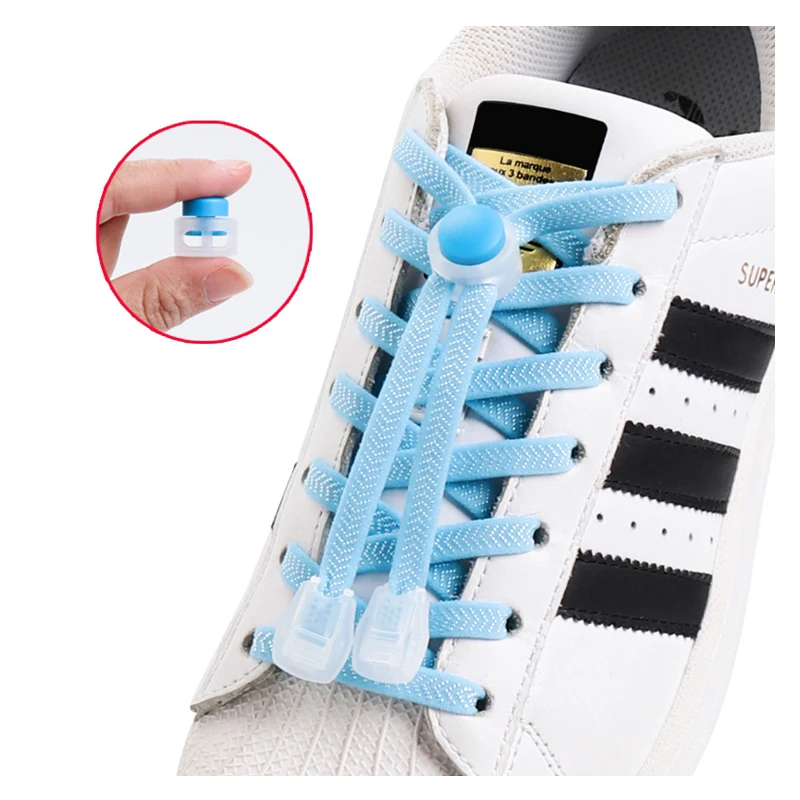 

1 Pair No Tie Shoelaces Elastic Shoe Laces For Sneakers Adult Child Press Snap Lock Lazy Shoelace Safety Fast Flat Shoe Lace