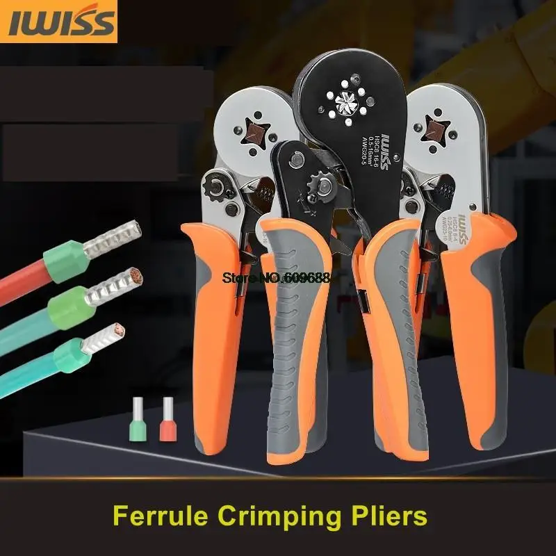 IWISS Ferrule Crimping Tool Ratcheting Self-adjustable Crimping Pliers  HSC8 16-6 Range Crimp Tool for AWG20-5