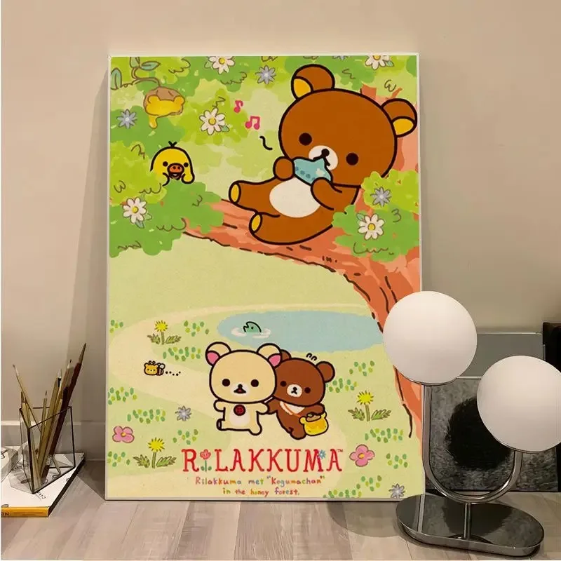 Cute Cartoon Rilakkuma Movie Posters Wall Art Retro Posters for Home Posters Wall Canvas Painting