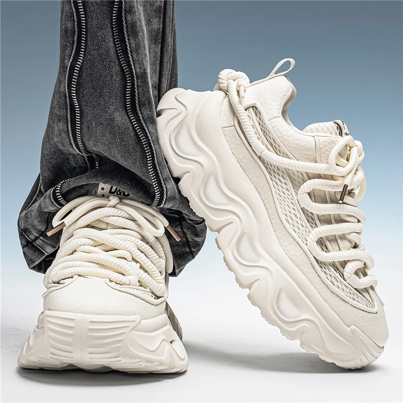 

2026 Casual New Trend Fashionable Sports Versatile Breathable Thick Sole High Rise Low Top Casual Men's Shoes