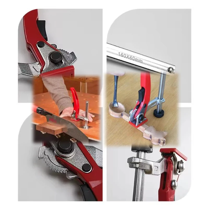 

2Pcs 20MM Ratcheting Woodworking Hold Down Clamp Quick Press Desktop Table Clamp Machinery Repair Tool Accessory