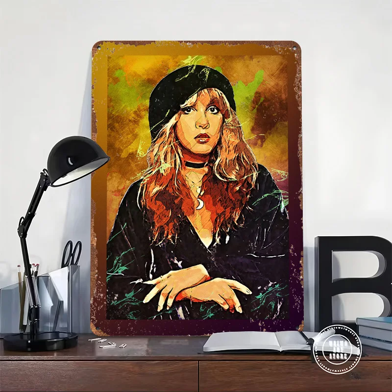 Stevie Nicks Printed Poster Customized Wall Art Retro Vintage Metal Tin Signs for Home Decorations Living Room Luxury Decoration