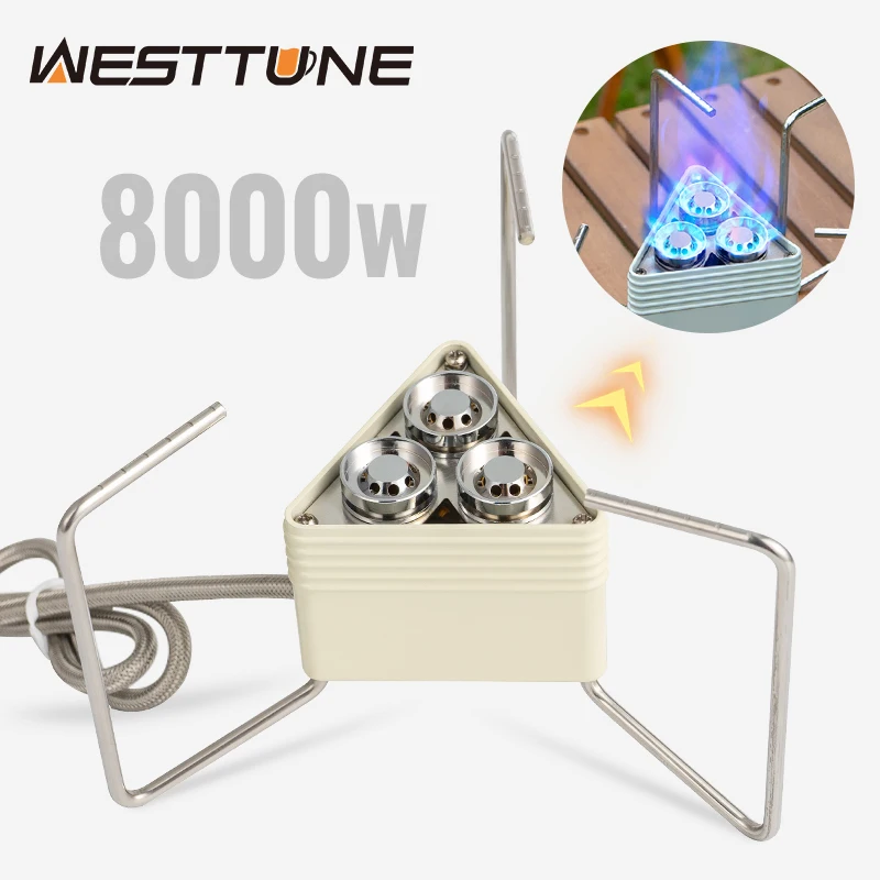 WESTTUNE 3 الأساسية قوة قوية موقد للتخييم المحمولة للطي الظهر الثلاثي الموقد 8000 واط موقد غاز للطبخ التنزه نزهة #1