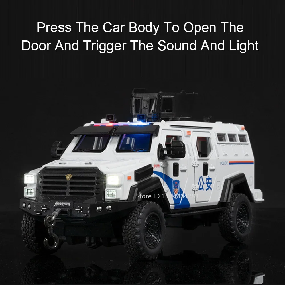 1:32 Säbelzahn Legierung Gepanzertes Auto Modell Spielzeug Diecast Metall Auto Sound Licht Zurückziehen Tür Geöffnet Explosionsgeschützte Fahrzeug Junge Geschenk