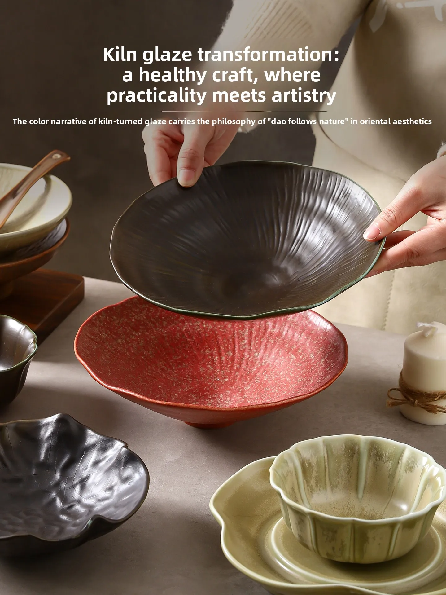 LMM household high-value ceramic rice bowl noodle soup bowl plate tableware set