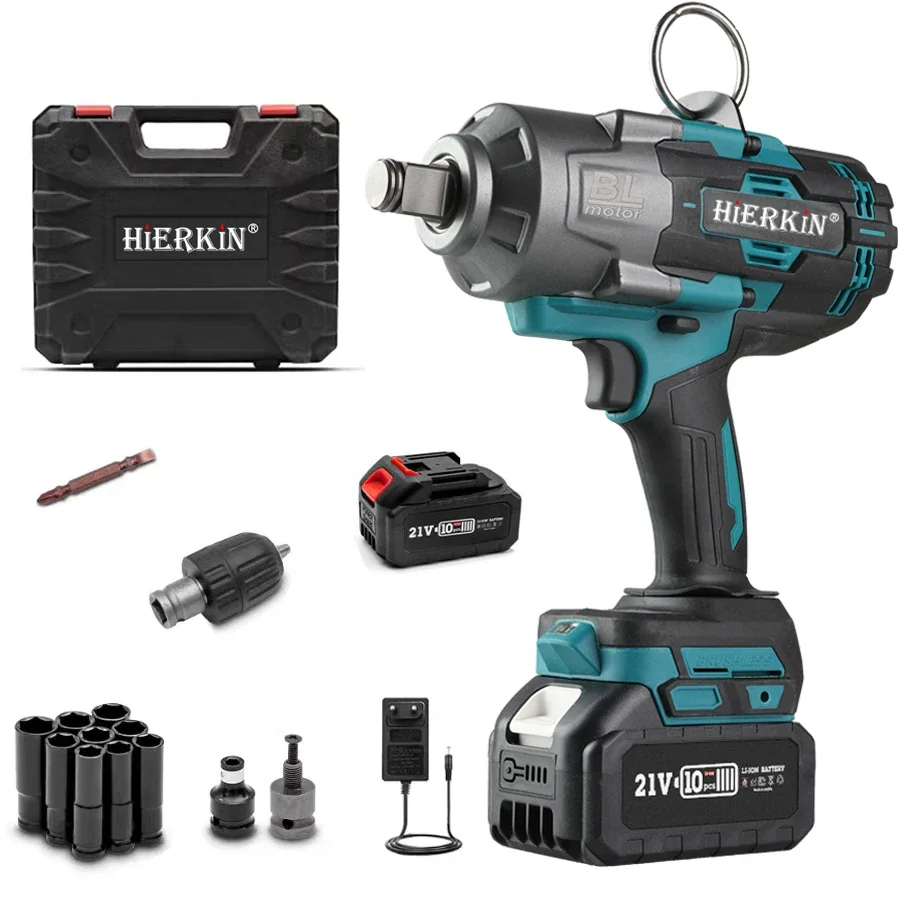 

HIERKIN High Torque Industry Cordless Electric Brushless Impact Wrench Set