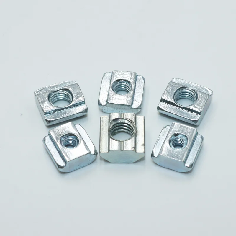 100p/Satz t Gleit mutter verzinkte T-Nut-Muttern m3 m4 m5 m6 T-Spur Gleit hammer Vierkant mutter für 2020 Aluminium-Extrusion profil – Detail 2