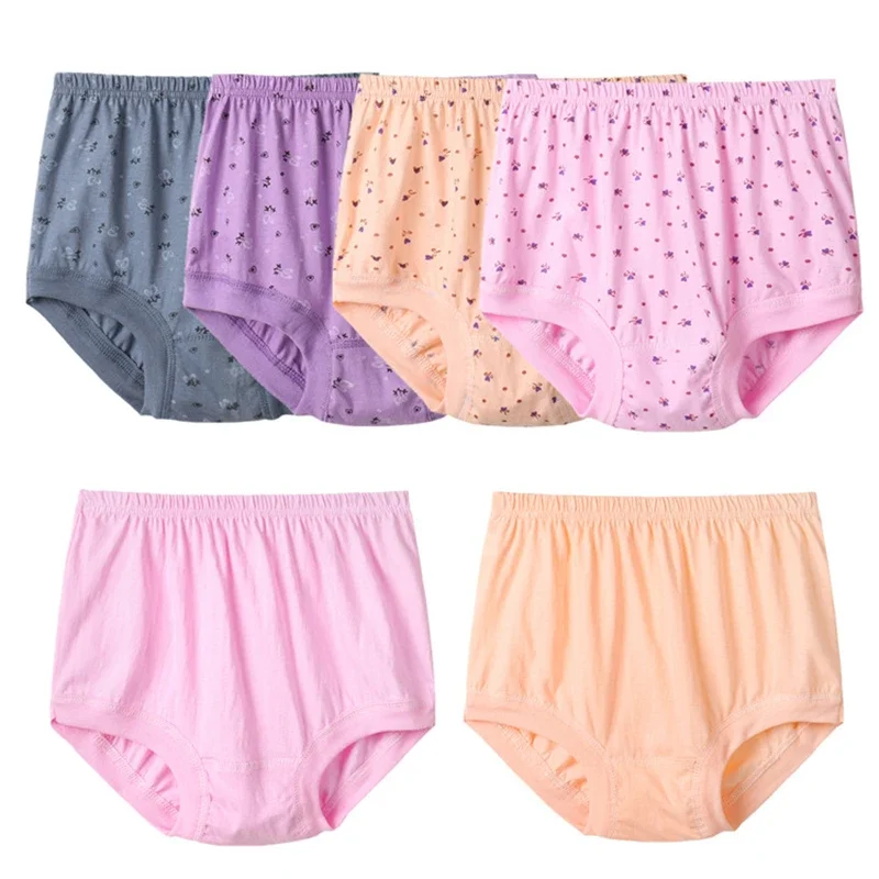 6pcs Plus Size ladies Underwear women Underpants High Waist panties woman cotton Women\'s Briefs Middle Aged Elderly Underpanties