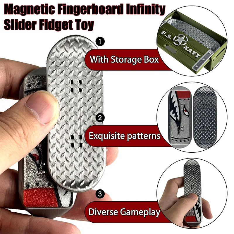Finger Skateboards Magnetic Mini Deck Fidget Finger Skate Board for Stress Relief Kids Party Boys Classroom Birthday Stocking