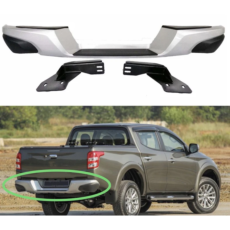 4x4 Silver Abs Plastic Steel Car Rear Bumper Guard for Mitsubishi Triton L200 2015+ 2019 2020 2021