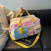 Bolsa de viaje informal de dopamina para mujer, bolsa de lona ligera para gimnasio, yoga, natación, fitness, viaje corto, viaje de negocios, limpieza en seco