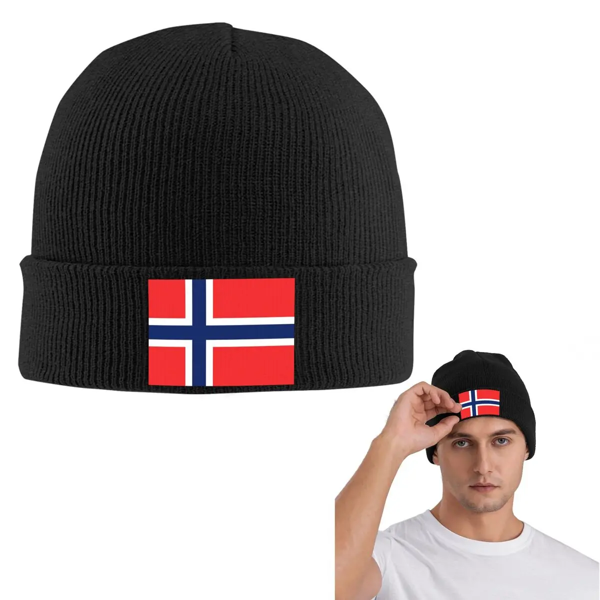Norway Flag Warm Knitted Cap Hip Hop Bonnet Hat Autumn Winter Outdoor Beanies Hats for Men Women Adult