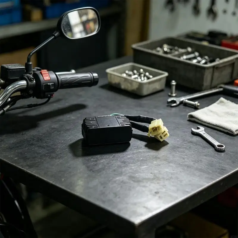 M76E Motorrad-Regler-Baugruppe mit Kabelanschlüssen, 12V-Lade-Steuereinheit, geripptes Kühlgehäuse für GY6 50cc bis 250cc – Detail 10