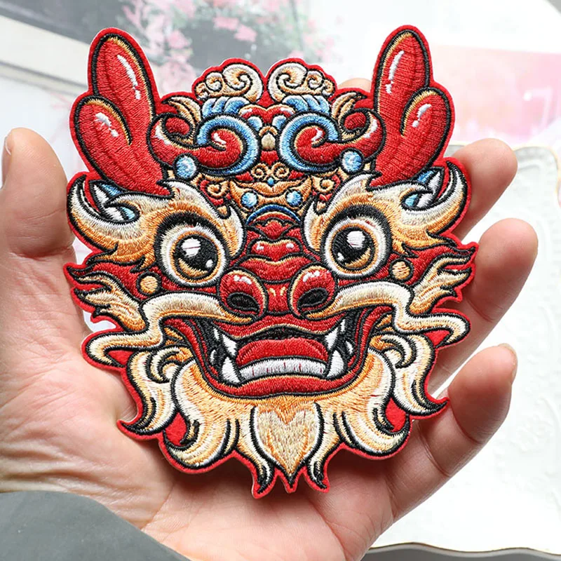 High Quality 1 Piece Sticker On Embroidery Red Dragon Patches Appliques for Hat Caps Dress Clothes DIY Decoration