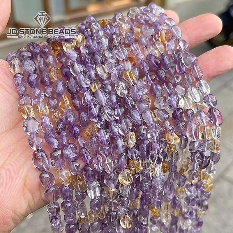 

Natural Amethyst And Citrine 6-8mm Irregular Oval Beads Loose Spacer Crystal Stone For Jewelry Making Diy Bracelet Accessory