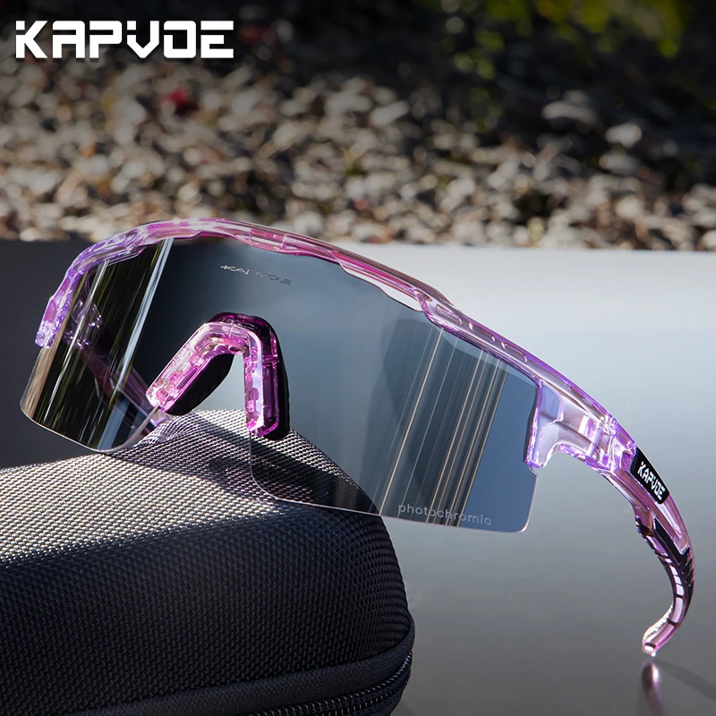 Kapvoe New Photochromic Men Women Sunglasses MTB Road Cycling Glasses Outdoor Sports Glasses UV400 Bicycle Eyewear Bike Goggles