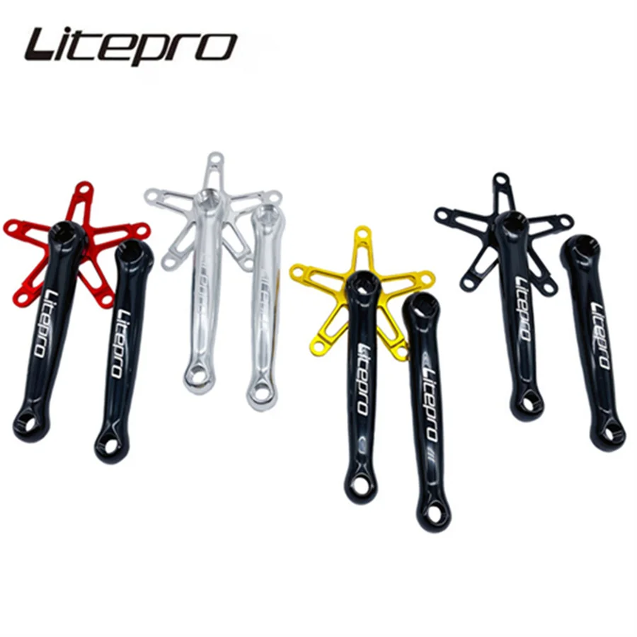 Litepro MTB Road Bicycle Square Hole Crankset Straight Pawls 170mm Fit Chainwheel 130 BCD Aluminum Alloy Cranks For Brompton