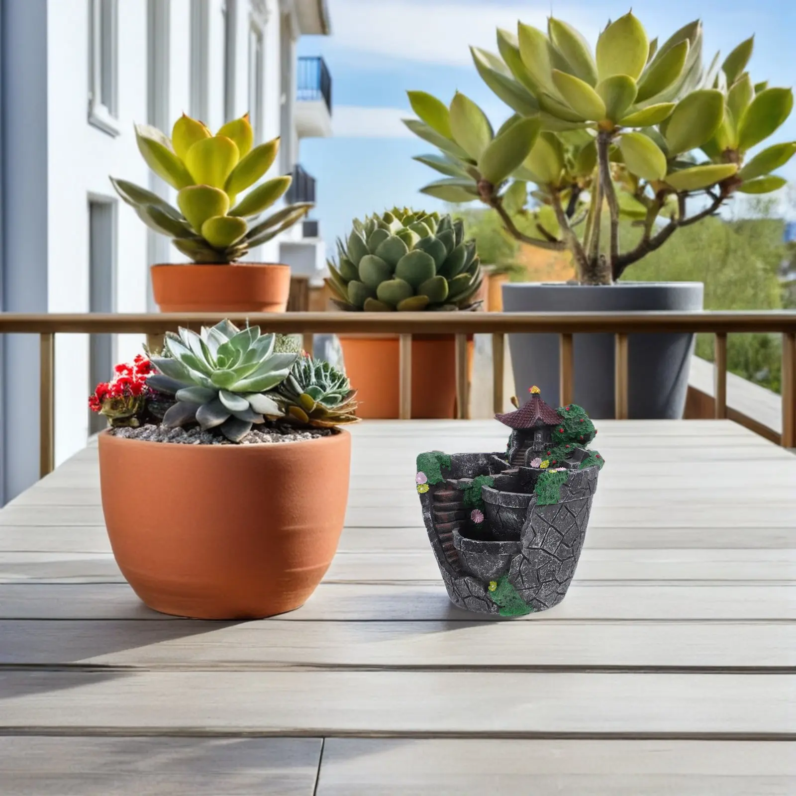 Multi-Opening Succulent Planter Porous Fairy Tale Design for Indoor Outdoor Use Enhanced Ventilation Root Rot Prevention