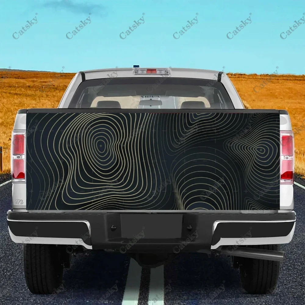 

Topography Contour Map Art Truck Tailgate Wrap Professional Grade Material Universal Fit for Full Size Trucks Weatherproof