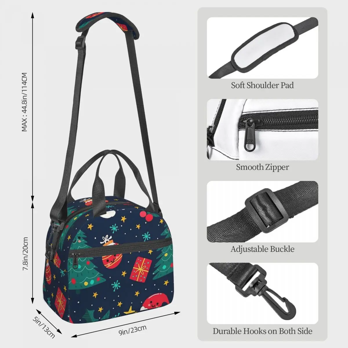 Merry Christmas & Happy Holidays! Insulated Lunch Bag for Women Office Cooler Thermal Box Tote Portable Lunch Boxes