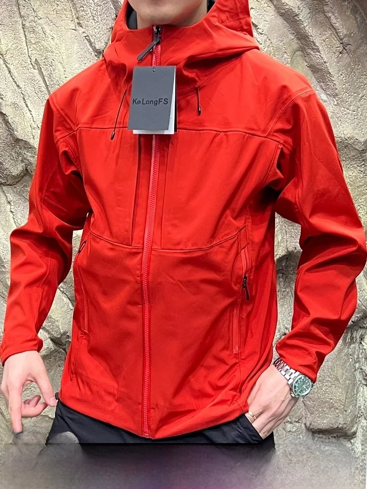 Outdoor Soft ell Jaet Hombres Impermeable A prueba de viento Fce Full Glue Proc Youth Stand Fit Cierre de cremallera larga Sve