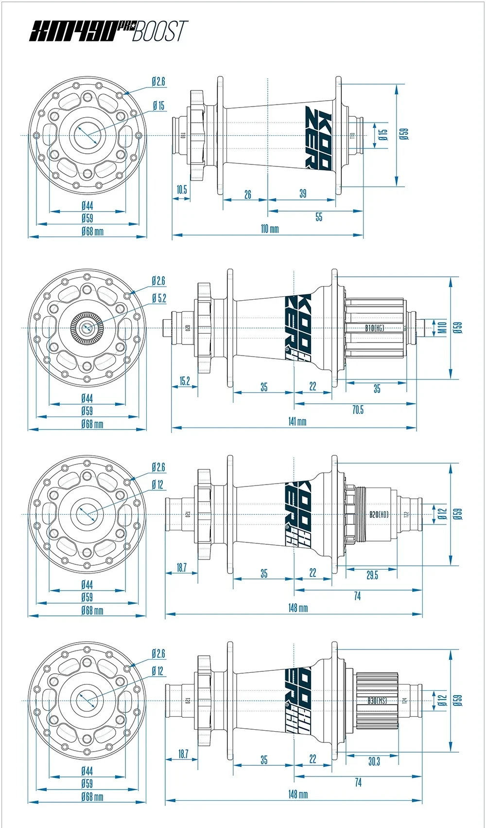 Koozer XM490pro Boost CR-Mo Stahlschaft 32 Löcher HG XD MS 10 11 12s Hinterradnabe 5x141 QR 12x148mm THRU TA MTB Fahrradnaben Fahrradteile – Detail 4