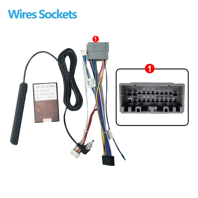 Android Car Radio Canbus Box Decoder for Chrysler Jeep Grand Cherokee WG 2005 Power 16 Pin Wiring Harness Plug Power Cable